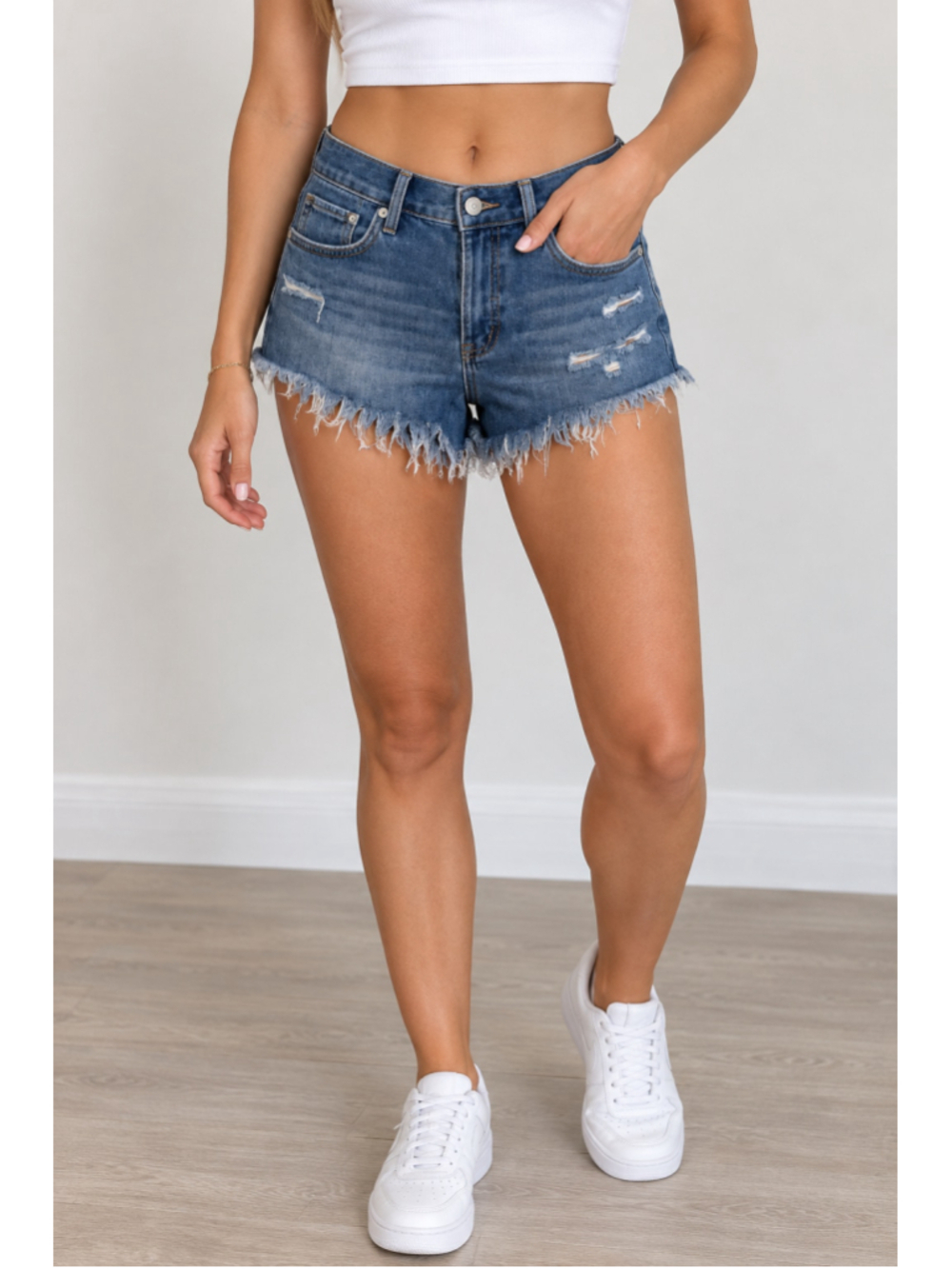 Free People We The Free Distressed Denim Shorts Size 28 Frayed Hem Festival Boho
